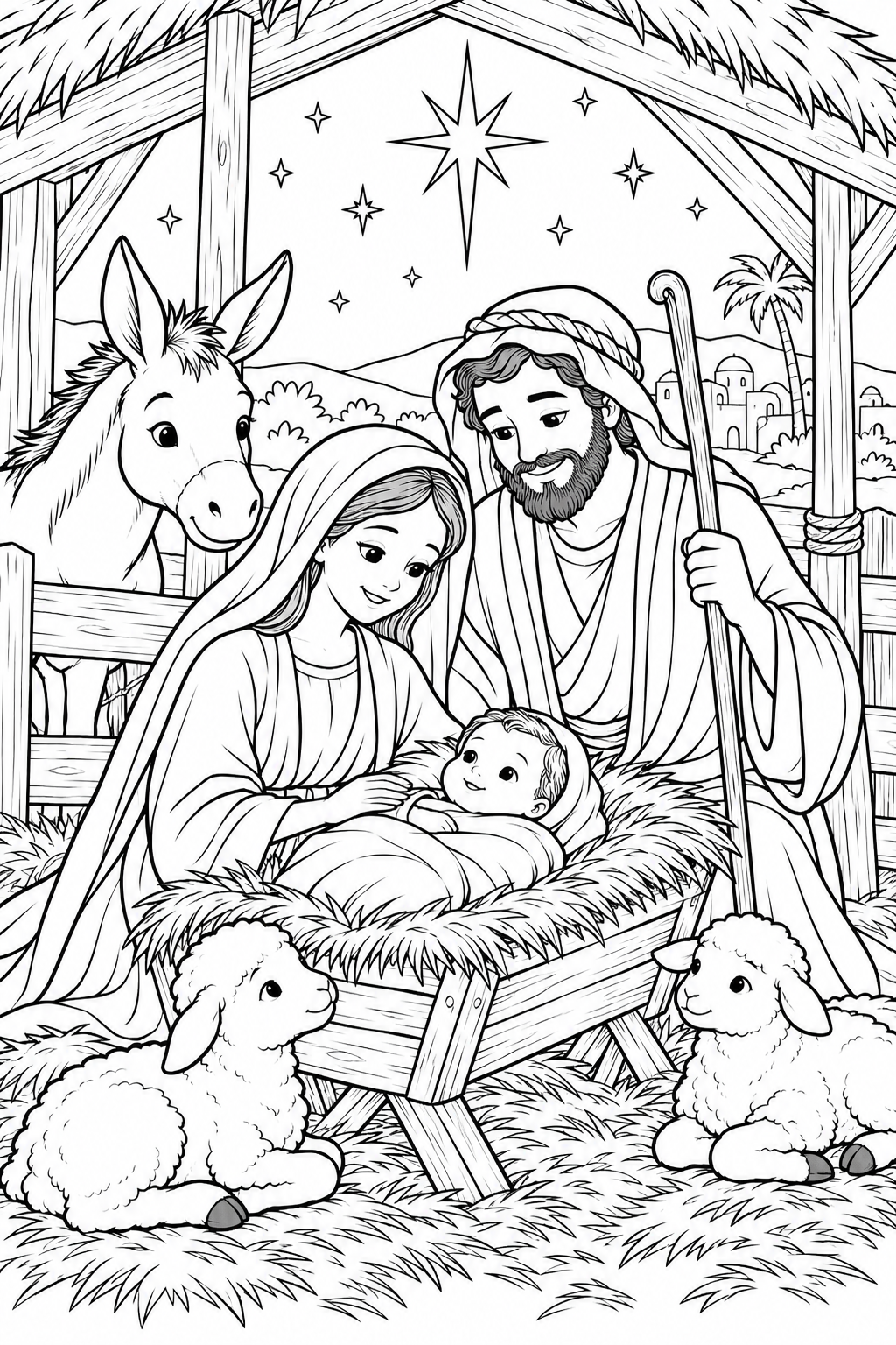 The night Jesus was born coloring page preview